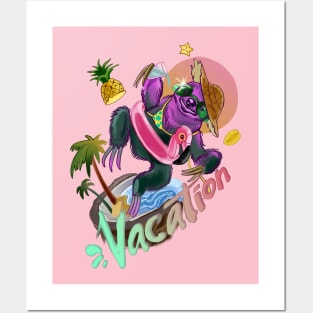 Vacation. Sloth. Sea. Tropical beach. coconu Posters and Art